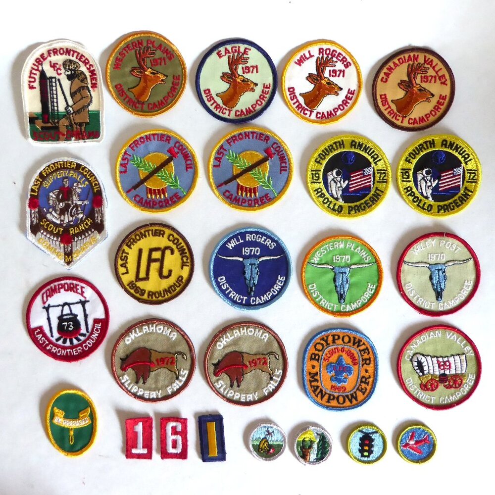 NEW VINTAGE BOY SCOUT BSA OKLAHOMA EMBROIDERED PATCH BADGE LOT OF 27